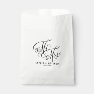 M. & Mme Elegant Script Sacs de faveur de mariag