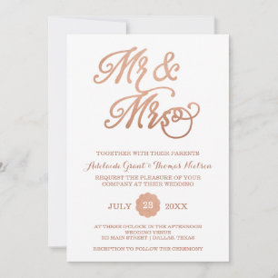M. & Mme Faux Copper Faire-part de mariage