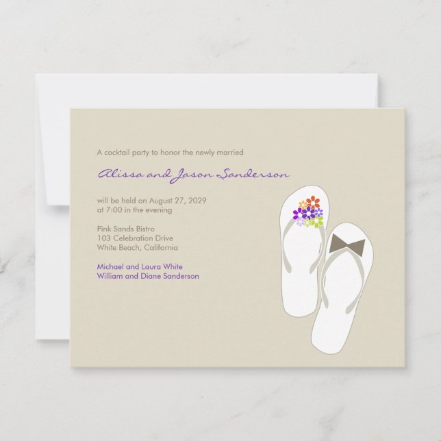M. & Mme Flip Flops Carte de réception de mariage  (Devant)