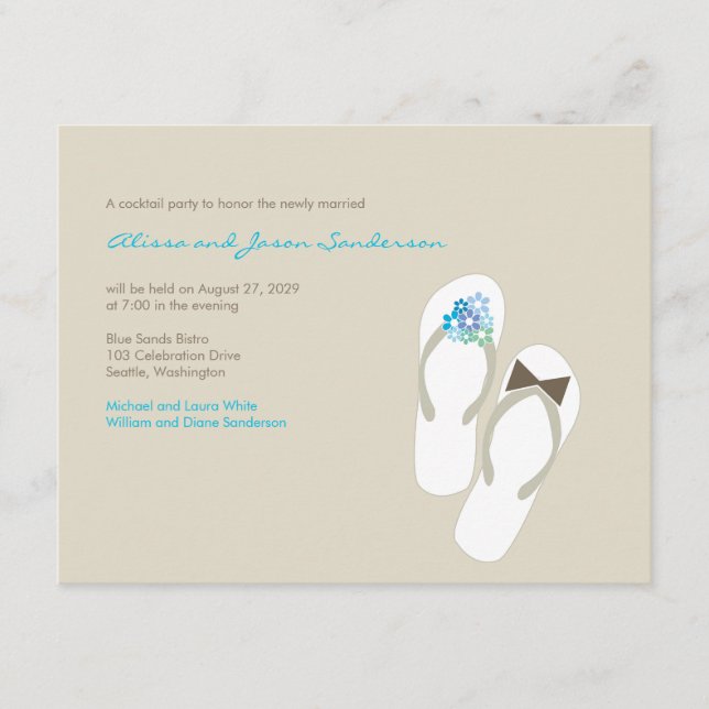 M. & Mme Flip Flops Carte de réception de mariage  (Devant)