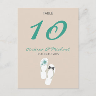 M. & Mme Flip Flops Mariage Carte de numéro de tab