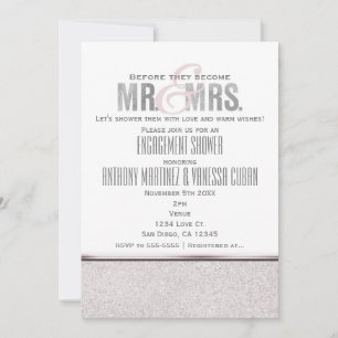 M. & Mme Glamor Sparkle Engagement Invitation