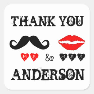 M. & Mme Lips & Moustache Mariage Favor Stickers