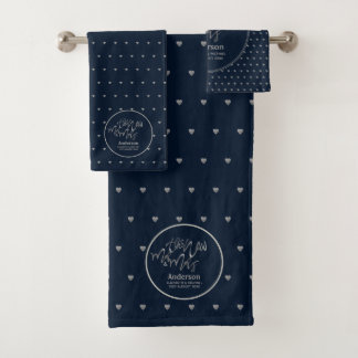 M. & Mme Mariage Marine Blue Silver Love Hearts