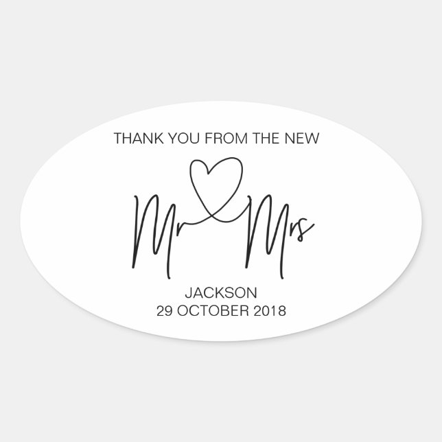 M. & Mme Merci Wedding Favor Sticker (Devant)