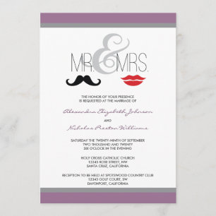 M. & Mme Mustache & Lipstick Faire-part de mariage
