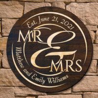 M. & Mme Newlyhed Couple's Birch Wood Art