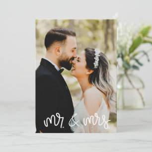M. Mme Photo Black White Mariage Carte de remercie