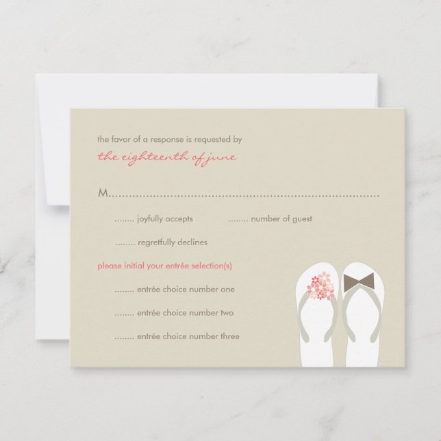 M. & Mme Pink Flip Flops Plage Mariage Carte RSVP (Devant)