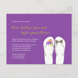 M. & Mme Purple Flip Flops Invitation de mariage d