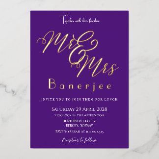 M. & Mme Royal Purple Mariage Foil Invitation