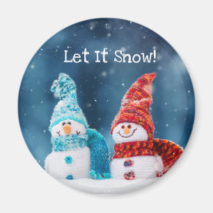 M. & Mme Snowman Aimant personnalisé