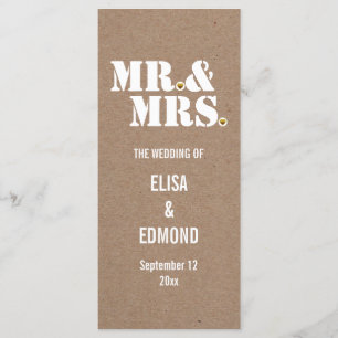 M. & Mme typographie kraft programme de mariage en