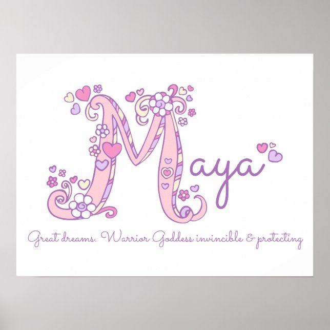 M monogram art Maya girls name meaning poster (Vorne)