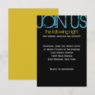M Monogram Bar Bat Mitzvah Party Card Einladung