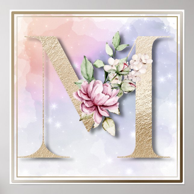 M Monogram Bourgogne Poster floral (Devant)