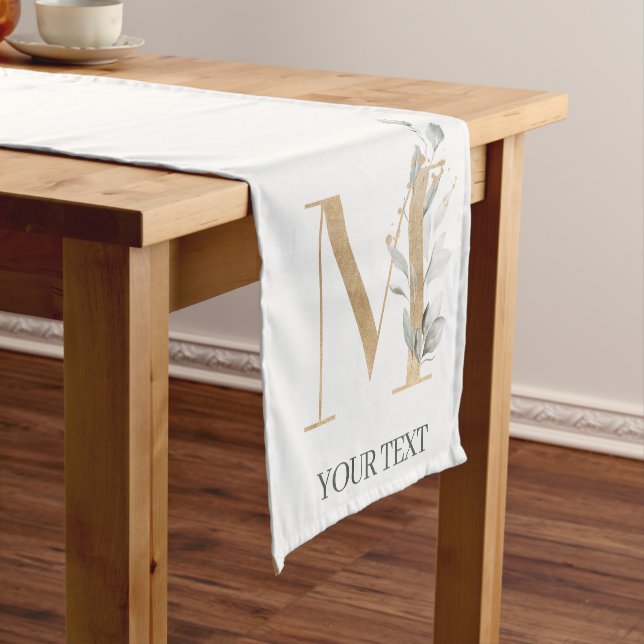 M Monogram Floral Personalisierter Kurzer Tischläu Tischläufer (Beispiel)