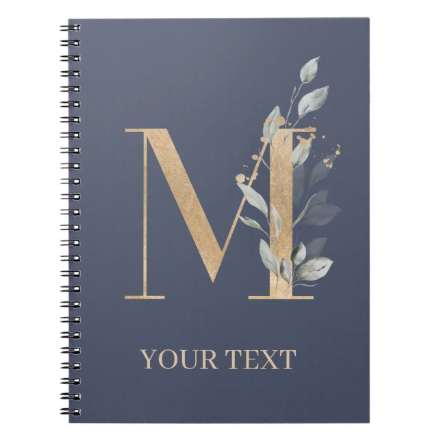 M Monogram Floral Personalisiertes Notebook Notizblock (Vorderseite)