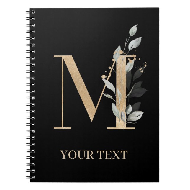 M Monogram Floral Personalisiertes Notebook Notizblock (Vorderseite)