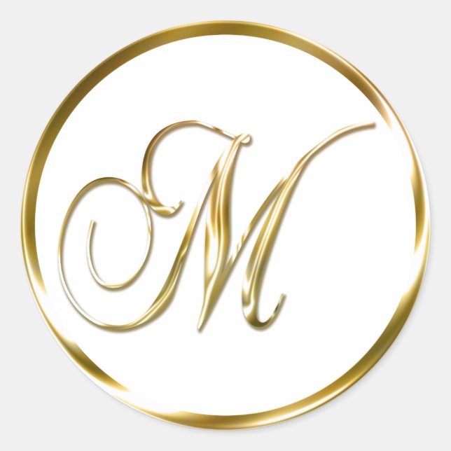 M Monogram Imitate Gold Umschlag oder Günstige Sie Runder Aufkleber (Vorderseite)