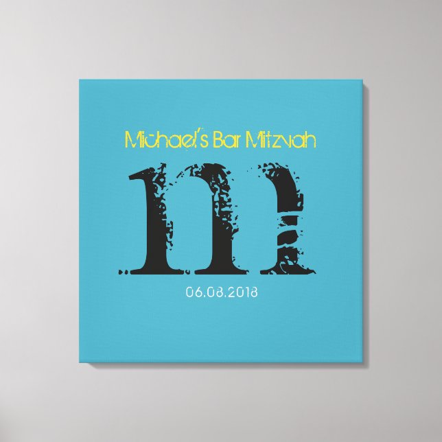 M Monogram, Initial Bar Bat Mitzvah Sign-In Board Leinwanddruck (Vorderseite)