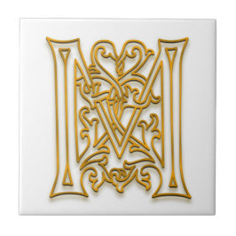 M Monogram "Irish Gold" Keramik Tile Fliese