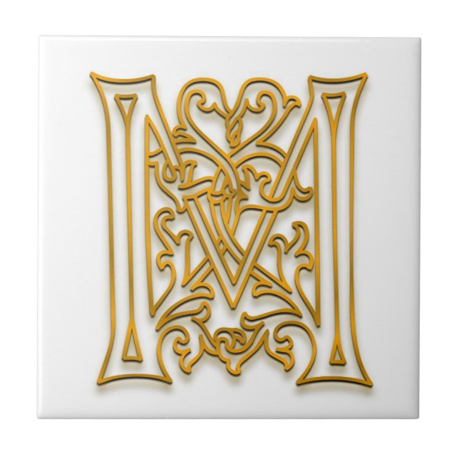 M Monogram "Irish Gold" Keramik Tile Fliese (Vorderseite)