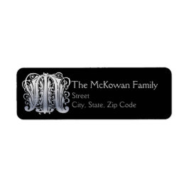 M Monogram "Silver Lace" Design Address Lables
