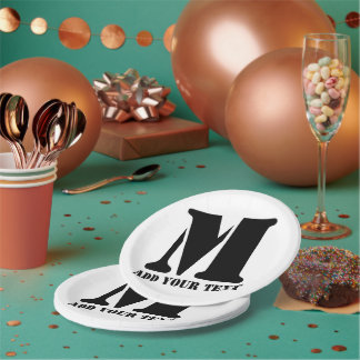 M Monogram Simple Modern Minimalistisch Personalis Pappteller