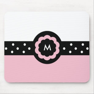 M: Monogramm M Dotted Pink & White Mousepad