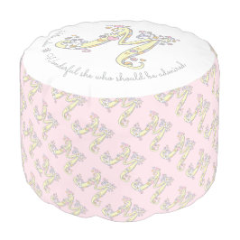 M Monogramm Miranda Name bedeutet rosa weiße Poule Hocker