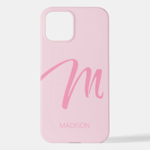 M Monogramm Personalisiert rosa iPhone 12 Hülle