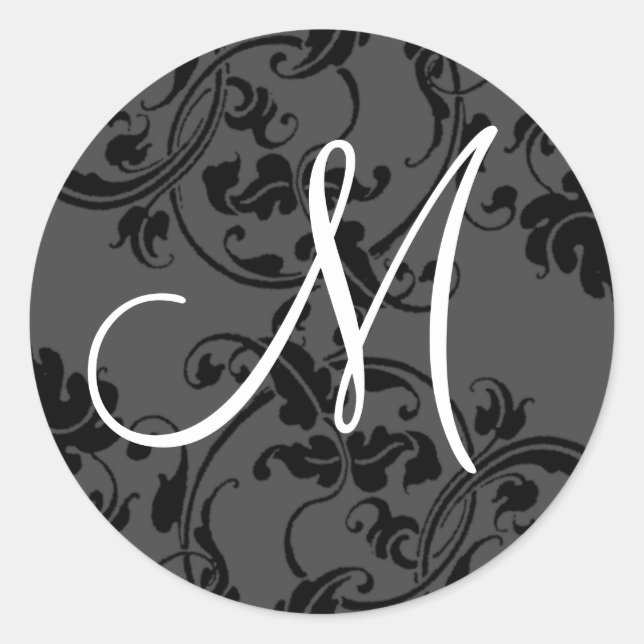 M Monogramme Erstkleber für Hochzeiten Runder Aufkleber (Vorderseite)