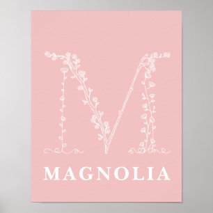 M Monogramme floral botanique Poster personnalisé 