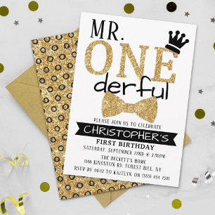 M. ONEderful 1st Birthday Invitations