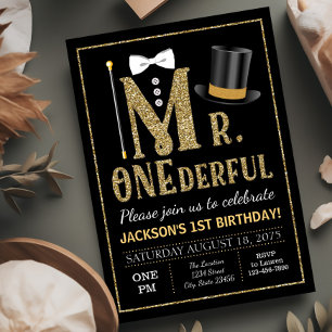M. ONEderful Birthday Party Invitation