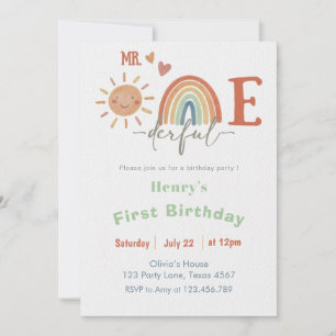 M. ONEderful Boy 1er Anniversaire Invitation