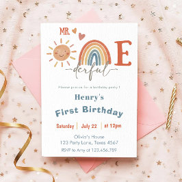 M. ONEderful Boy 1er Anniversaire Invitation