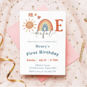 M. ONEderful Boy 1er Anniversaire Invitation