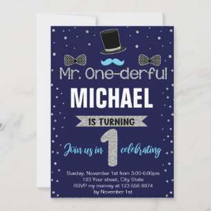 M. Onederful First Birthday Party Invitation 20-11
