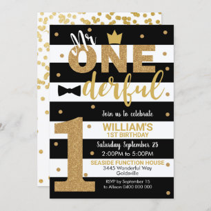 M. Onederful Invitation 1er anniversaire Garçon