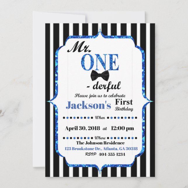 M. ONEderful Invitation de premier anniversaire (Devant)