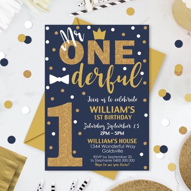 M. Onederful Invitation Marine et Or (Créateur téléchargé)