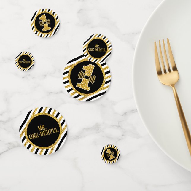 M. ONEderful Table Confetti en noir et or (Groupe)