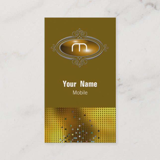 M-Paillette-Monogramm-Gold Visitenkarte (Vorderseite)