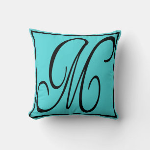 M PILLOW - Der Buchstabe M über Aqua-Hintergrund Kissen