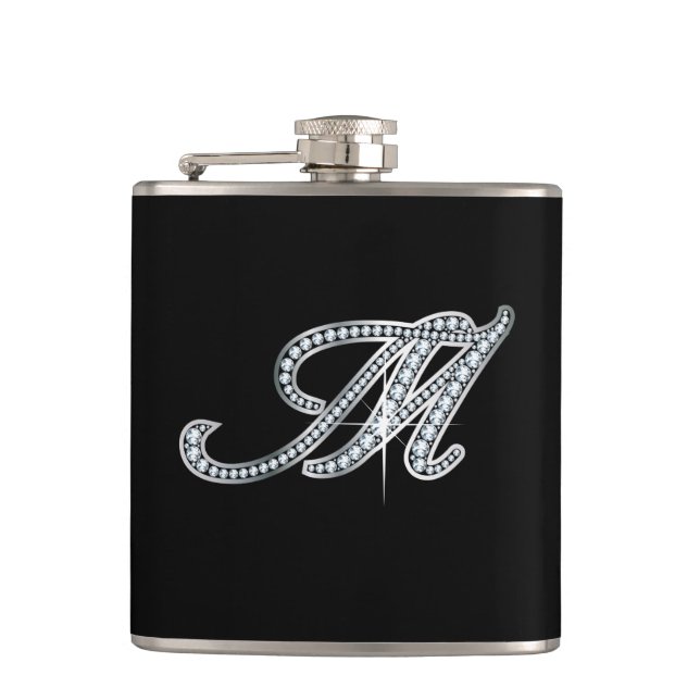 M Script "Diamond Bling"-Flasche Flachmann (Vorderseite)