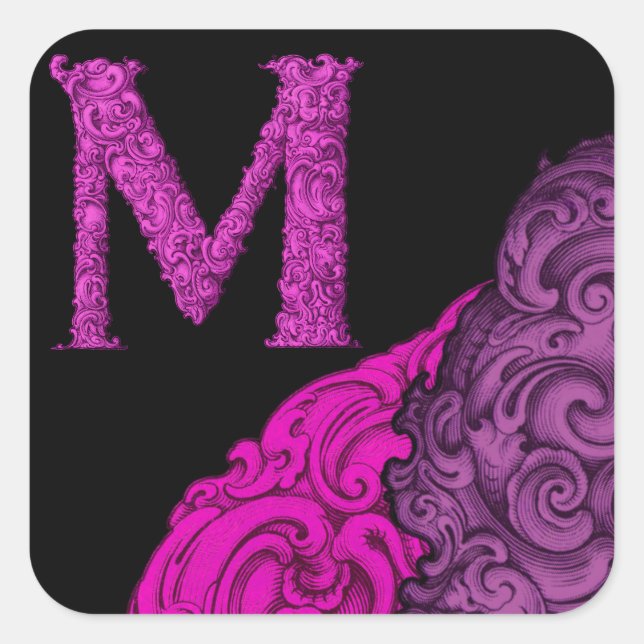 M - The Falck Alphabet (Rosa) Quadratischer Aufkleber (Vorderseite)