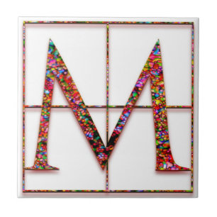 M Trajanus Red Custom Monogram Tile Fliese
