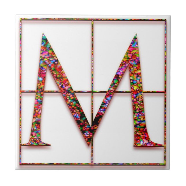 M Trajanus Red Custom Monogram Tile Fliese (Vorderseite)